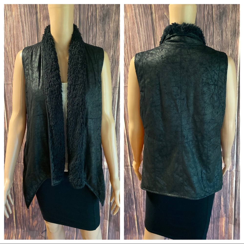 Jack size medium faux leather and sherpa black comfy boho basic vest